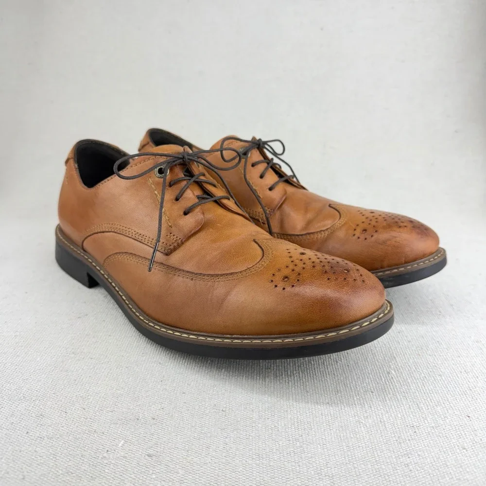 Rockport Essential Details Wingtip Oxford Tan Leather Mens Shoes V81649 Size 9 M